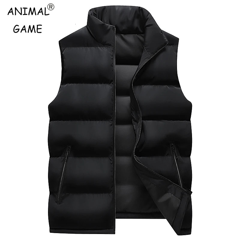 Mens Sweatwear Autum Warm Coats for Men Thickened Stand Collar Down Vest Oversized Winter Puffer Sleeveless Zipper Coat 241129