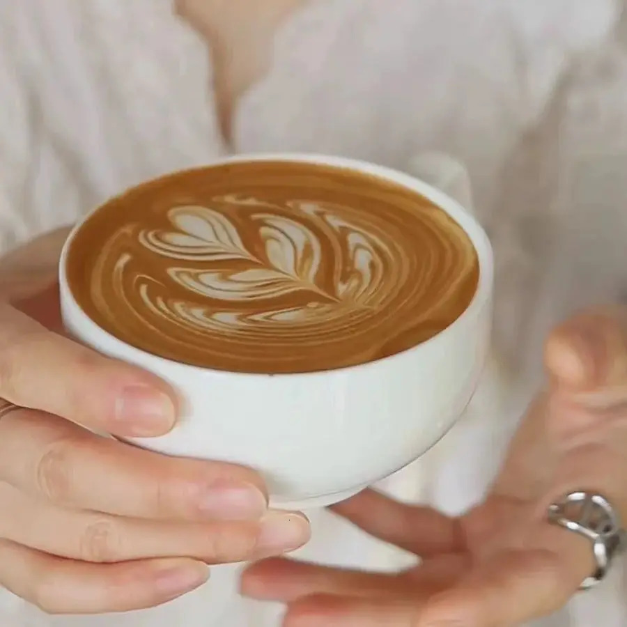 AIRFLOW Coffee Cups Ceramic Mugs Professional Latte Cup 240ml with Handle Milk Tea Oatmeal Breakfast Mug Drinkware Kitchen 241128