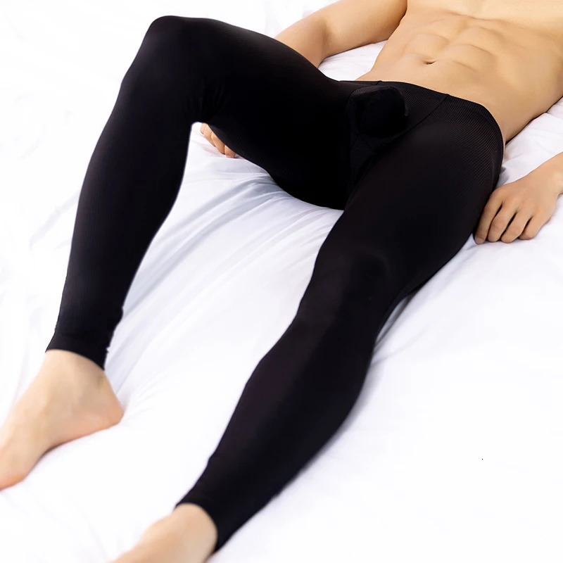 Mens slim fit soft elastic pants breathable home underwear bottom 241122