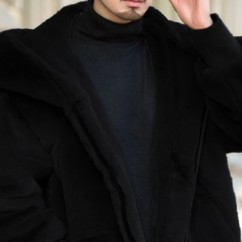 Mauroicardi Winter Black Oversized Long Warm Fluffy Faux Fur Coat Women with Hood Long Sleeve Zipper Loose Korean Fashion 241126