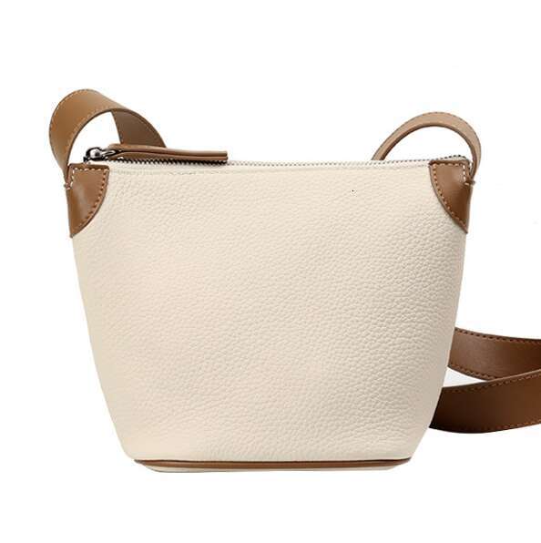 LEMON KOKO Light Leather One Shoulder Messenger Cowhide Urban Simple Bucket Bag