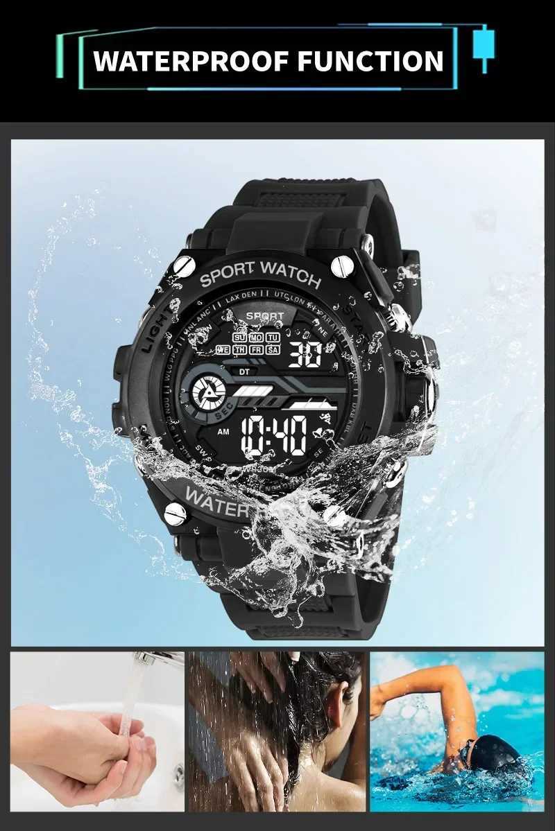 Mens waterproof sports Mtifunction Ectronic shock-absorbing wristband M241128