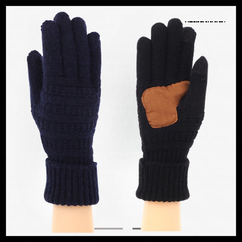 Winter anti cold and warm touch screen knitted gloves foreign trade source outdoor cycling five finger gloves fashionable woolen gloves