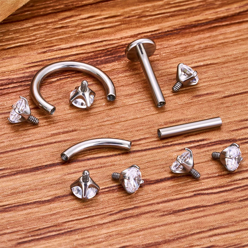 10Pcslot ASTM 36 16G CZ Cartilage Helix Daith Rook Earring Eyebrow Curved Barbell Labret Lip Piercing Body Jewelry 241125