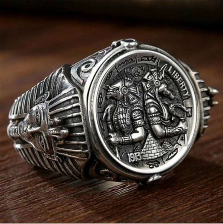 Hecheng New Horus Anubis Wanderer Ancient Egyptian Personalized Men's Ring