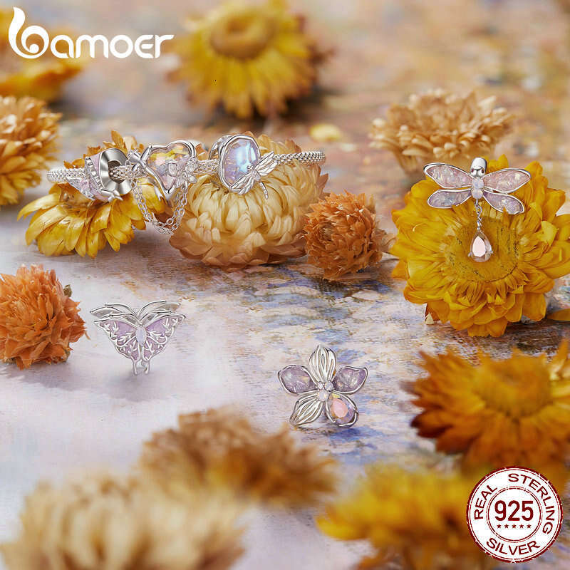 BAMOER Dragoy/Butterfly/wer/Bird Sterg Sier Charm Beads Fit Bracelet DIY Jewelry Accessories for Women