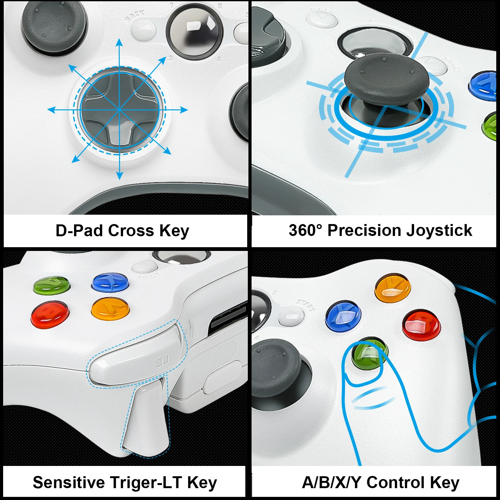 Controller For Xbox 360 24G Wireless Gaming Remote Joystick 3D Rocker Game Handle Tools Parts Dual Vibration 240418