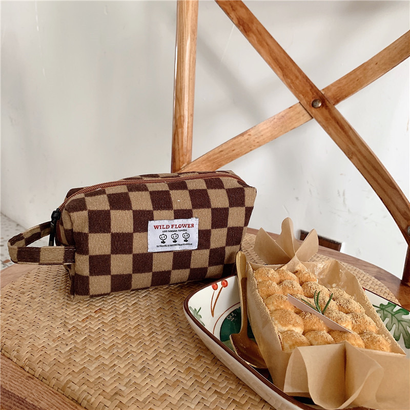Korean Corduroy Handheld Makeup New Toiletry Storage Bag, Portable Wallet for Women