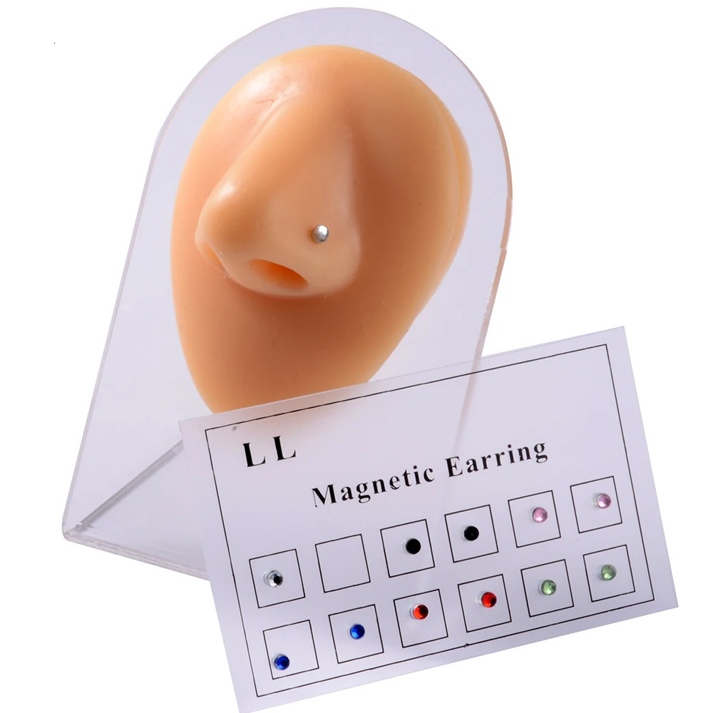 12PCSCard Cheater Non Pierced Magnet Ear Tragus Cartilage Lip Labret Stud Nose Ring Jewelry Magnetic Earring 241125