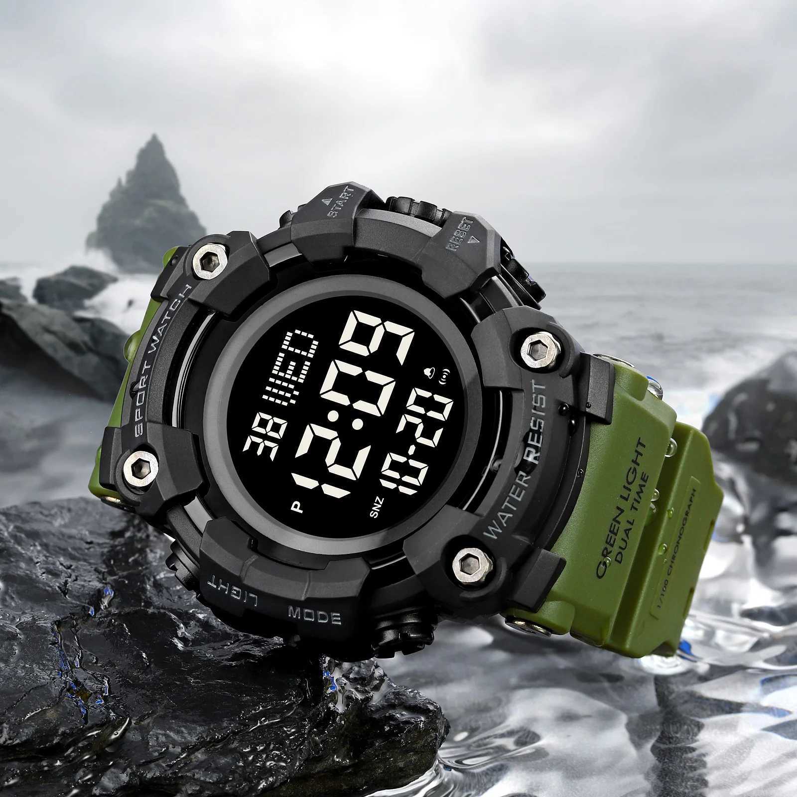 SKMEI Large Dial Stop Sport Mens D Light Digital Watch 5Bar Waterproof Countdown Clock reloj hbre 1968 M241128