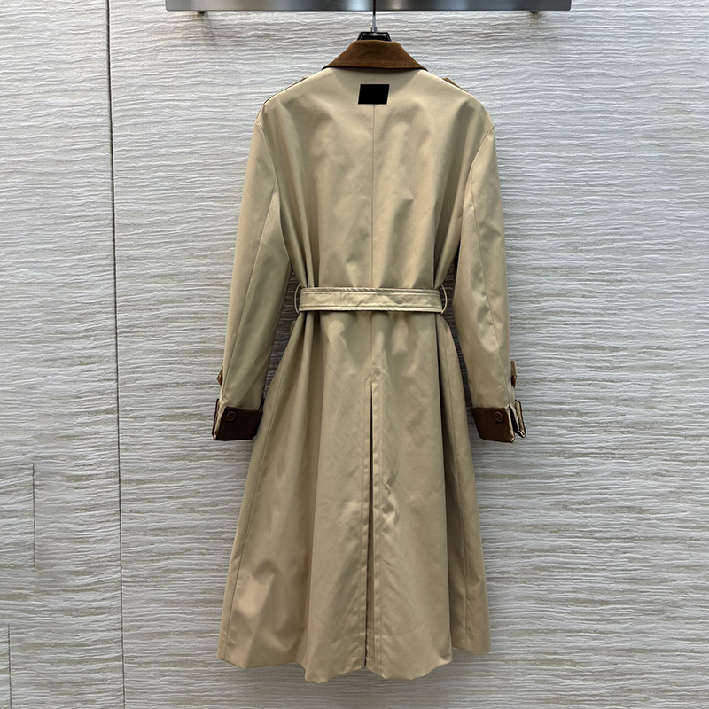 Women Trench Coats With Belt Vintage Lapel Neck Long Jacket Double Breasted Windbreaker Slim Outerwear