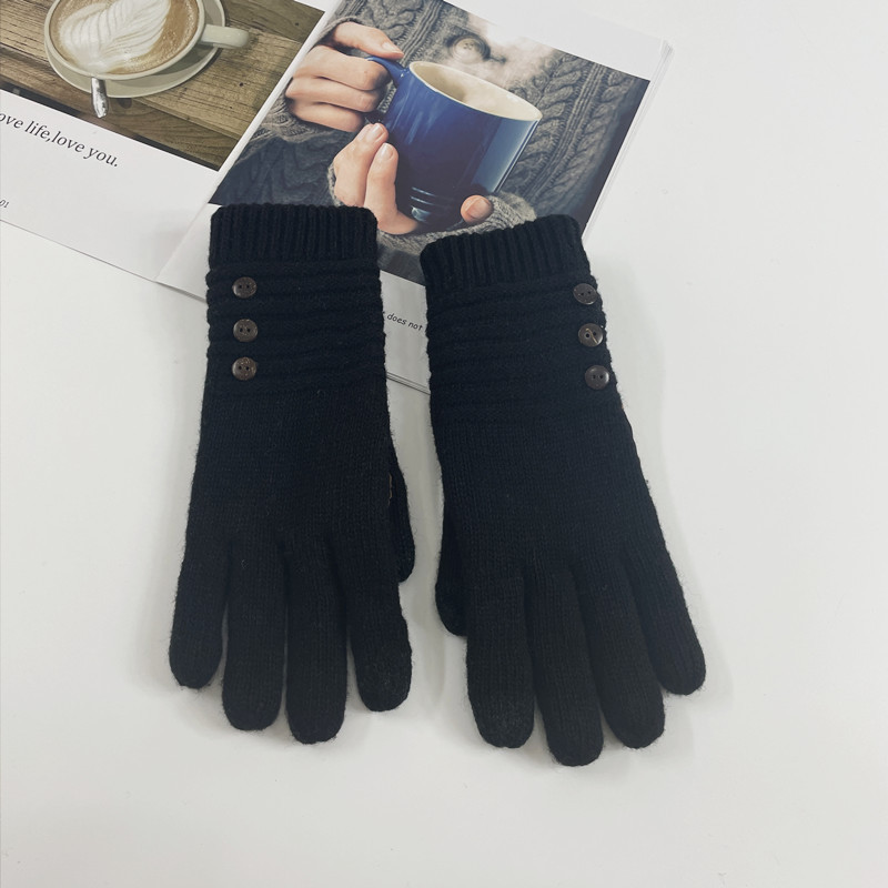 Warm gloves for autumn and winter knitted with plush and thickened touch screen wool gloves for cycling cold proof and anti slip cross-border Amazon