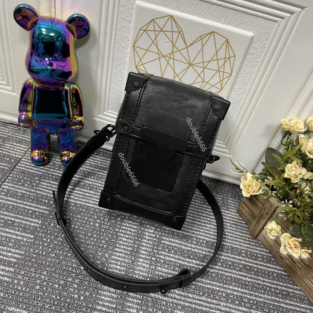 Vertical Wearable wallet Shoulder Bags Embossed pattern Designer Men Shoulder Bag Leather Phone Postman bag messenger bag man purse black leather crossbody bag