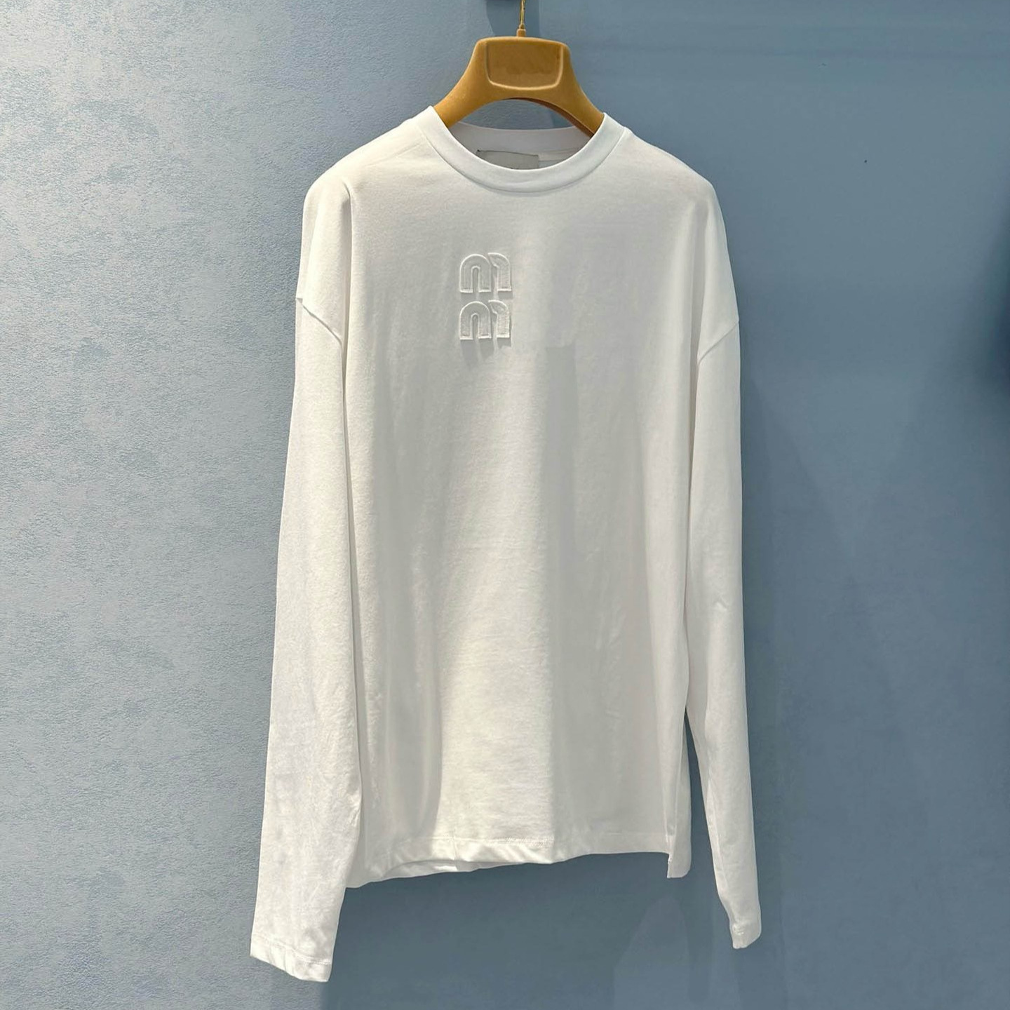 Women Tops Spring and Summer Patched Drop Shoulder Sleeve Loose Long Sleeve Unisex T-shirt Tops Mens Designer T Shirt