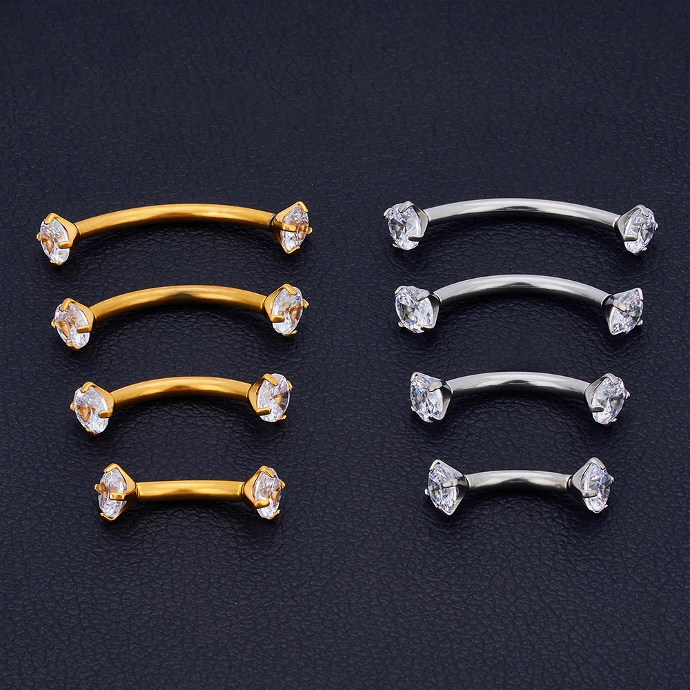 5Pcs G23 16G CZ Tragus Eyebrow Piercing Body Jewelry Labret Lip Ring Stud Earrings Septum Nose Rings Internal Thread 241125