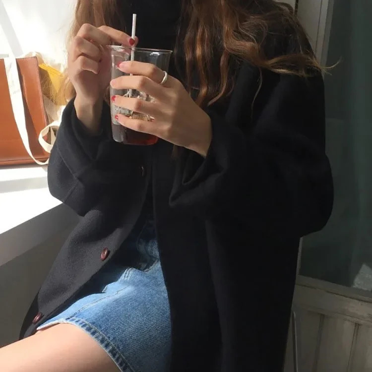 Fashionable Mediumlength Loosefit Camel Faux Woolen Jacket For Women 2023 Style Padded Layered Coat Trendy Overcoat 241129