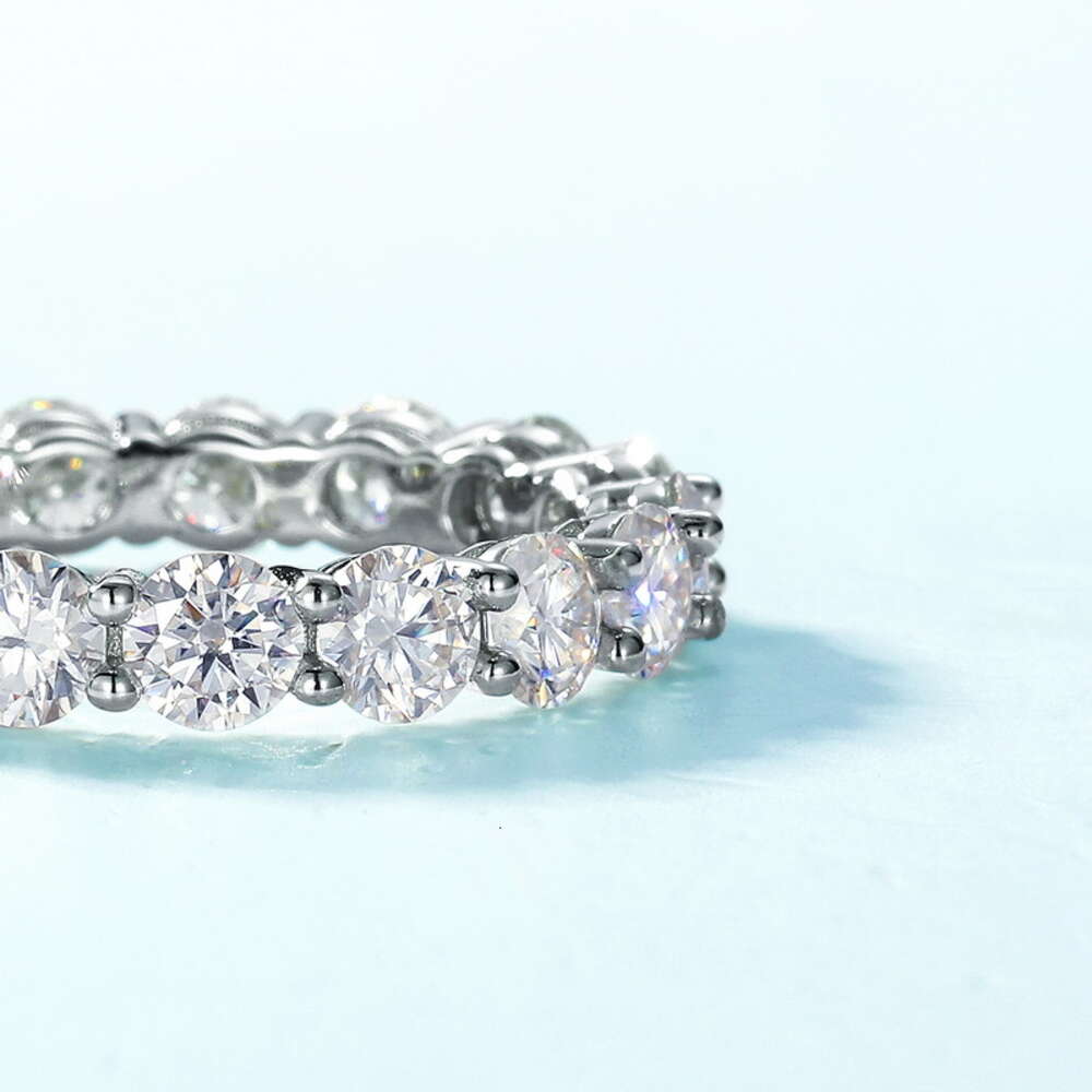 Kacy Gra Certified Moissanite Diamond Rin 925 Sterling Sliver Iced Out Hip Hop Men Tennis Eternity Band Cuban Link Fine Jewelry