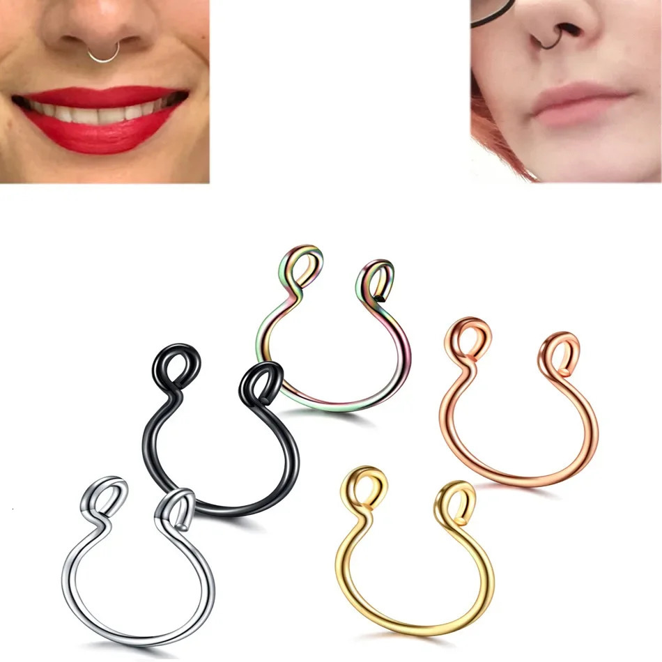 2 Sizes U Shaped Nose Ring Hoop Septum Rings Stainless Steel Piercing Oreja Pircing Jewelry 241125