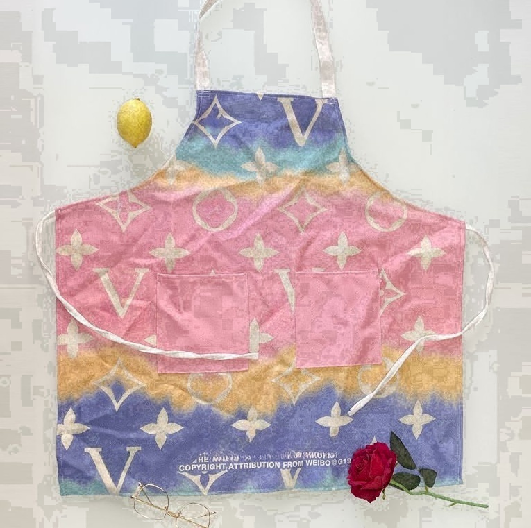 stampup fashion Designer Home kitchen cooking brown Old Flower Apron chef's work clothes barber shop household cleaning letter printing apron sta