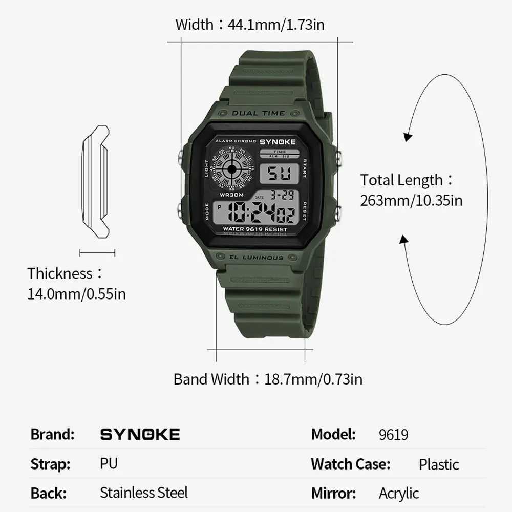 Outdoor sports men SYNOKE brand Mtifunction es alarm clock timing waterproof numbers reloj hbre M241128