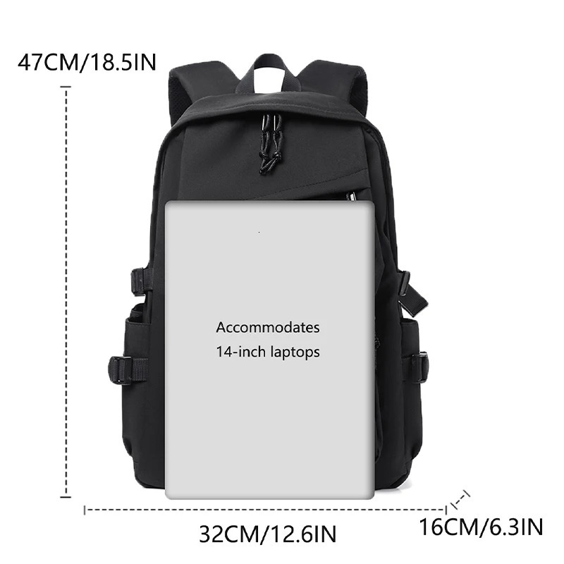 One 15 Inch Polyester Waterproof Solid Color Simple Mens Backpack Fashion Couple Student Computer y241126