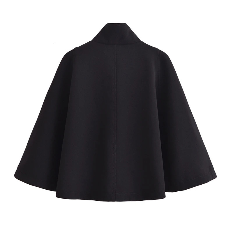 KEYANKETIAN Autumn/Winter Womens Short Horn Fashionable and Elegant High Collar Button Loose Black Coat 241128