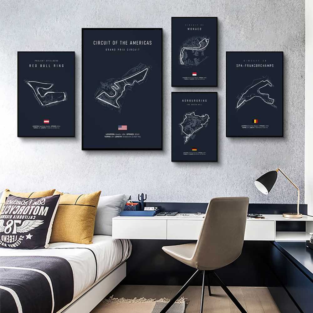 F1 Imola Monaco Circuit Canvas Painting Forla F1 Wall Art Nordic Poster Aesthetics Racing Home Decoration Pictures W241128
