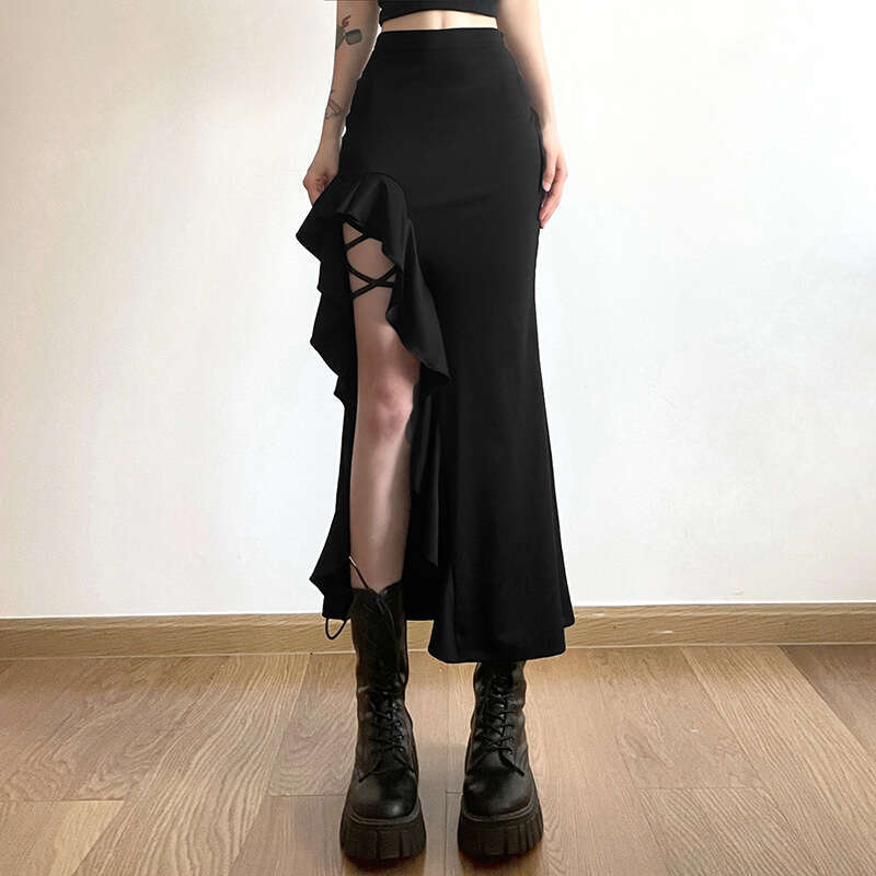 Wind 2023 Spring/Summer Women's Fashion New Style Trendy Sexy High Waist Slim Fit Solid Color Irregular Half Skirt for Women
