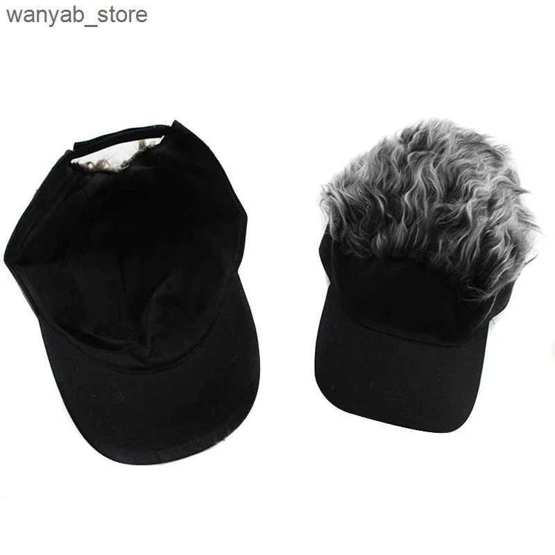 Ball Caps Baseball cap with pointed hair baseball cap with pointed wig mens casual and fun sun hat adjustable sun eye L240910