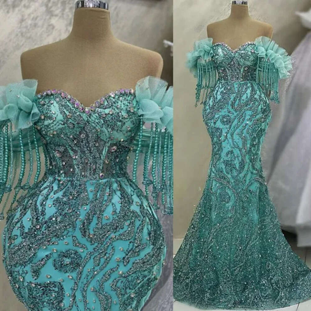 Urious May Aso Mermaid Ebi Prom Crystals Sequined Lace Evening Formal Party Second Reception Birthday Engagement Gowns Dress Robe De Soiree Zj 6660306