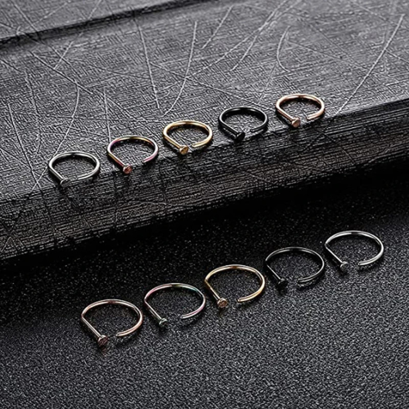 8mm Curved Barbells Nose Piercing D Shaped Tragus Helix Stud Earring Hoop Septum Stainless Steel Ring Nostril Body Jewelry 241125