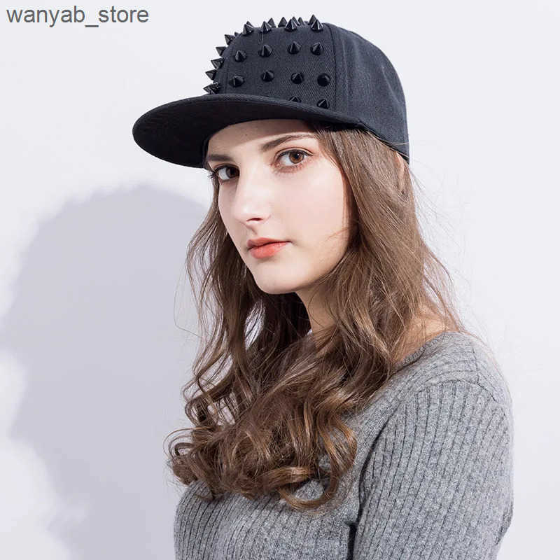 Ball Caps Neutral punk hedgehog hat personalized jazz snapshot spike screw stud spike baseball cap hip-hop rock dance Bones dad hat L240910