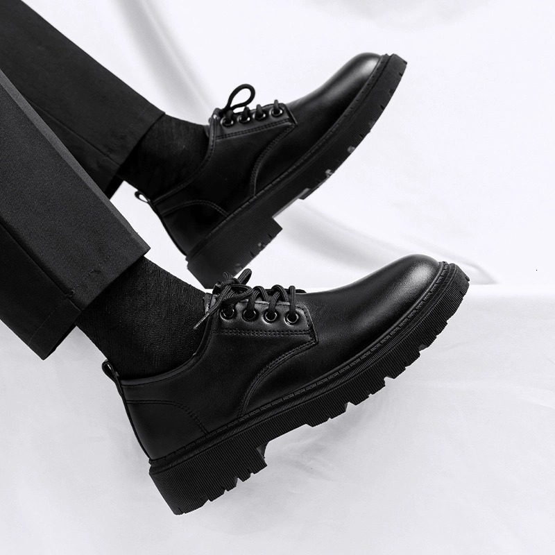 New Spring Work New Autumn/Winter/Summer Business Waterproof Black Leather Designer Men's Casual Shoes Multi functional Thick Board Shoes