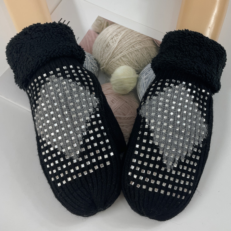 New autumn and winter gloves knitted hot drilled wool wrapped gloves warm thickened and plush knitted gloves