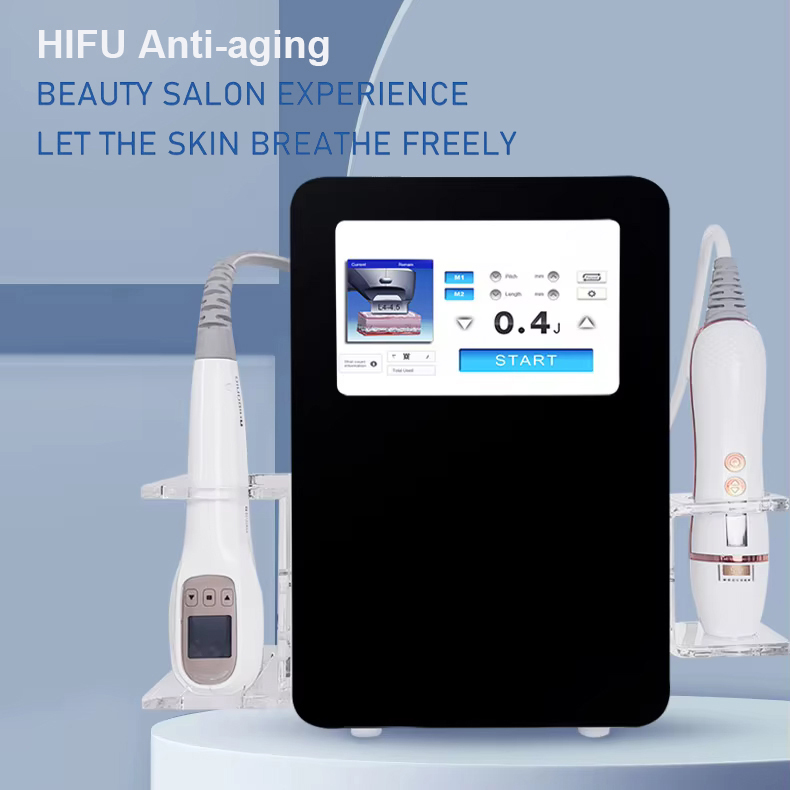 High Performance HIFU Beauty Machine 2 Handles Ultrasound Skin Smoothing Fine Line Wrinkle Removal Face Contouring SMAS Lifting Anti-aging Device