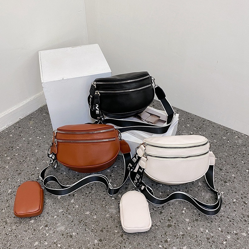 New Wide Shoulder Belt Waist Bag Trendy And Fashionable Single Shoulder Women's Bag Crossbody Handbag Chest Bag