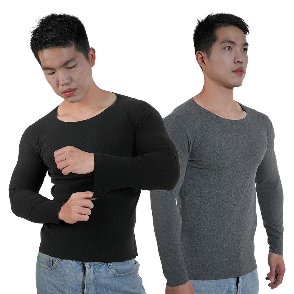 2 underwear tops for men autumn tight fitting winter dresses shirts round neck ultra-thin fit long sleeved T-shirts plus size 241122