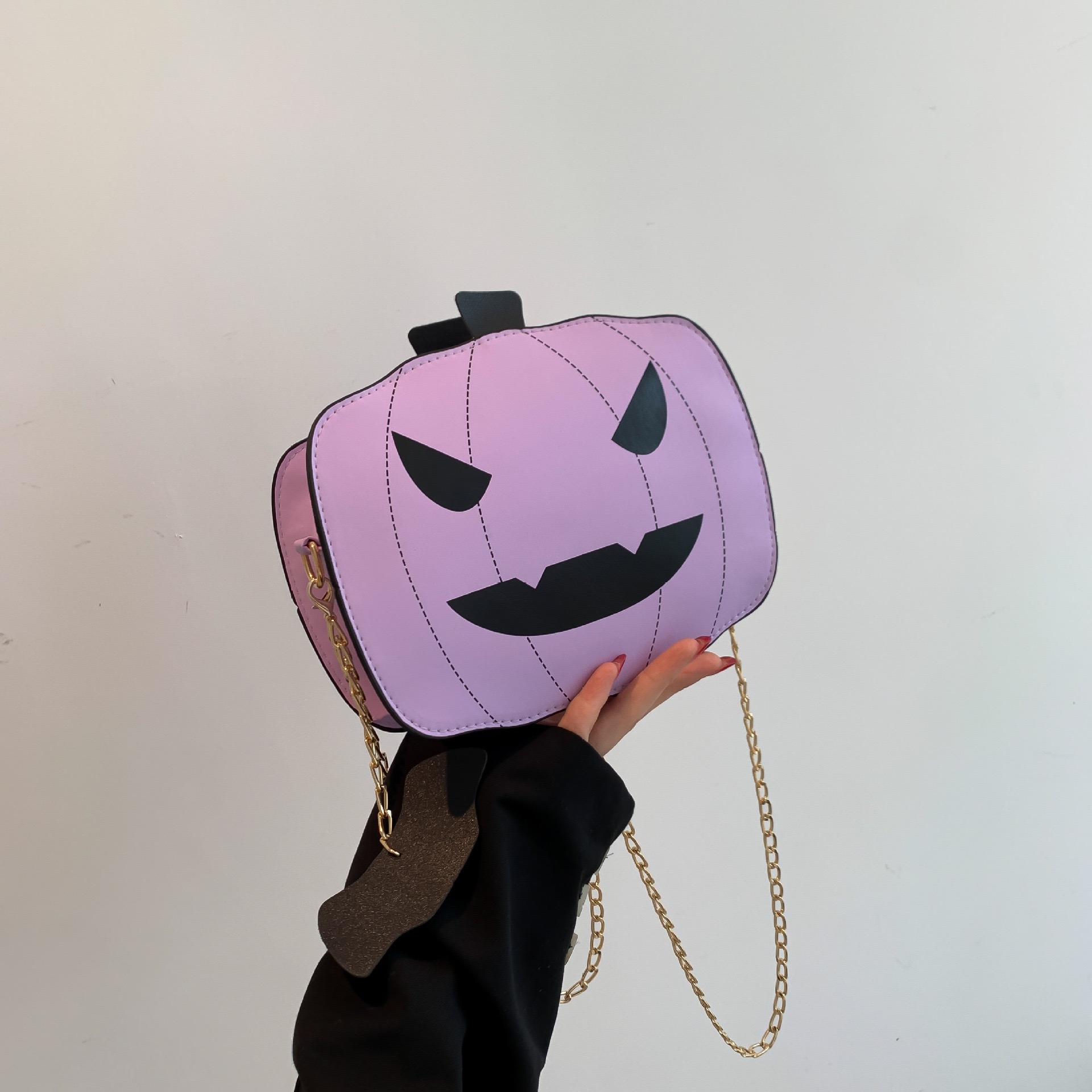Funny Pumpkin 2024New Color Contrasting Personalized Creative Single Shoulder Crossbody Chain Small Cartoon Halloween Women's Bag