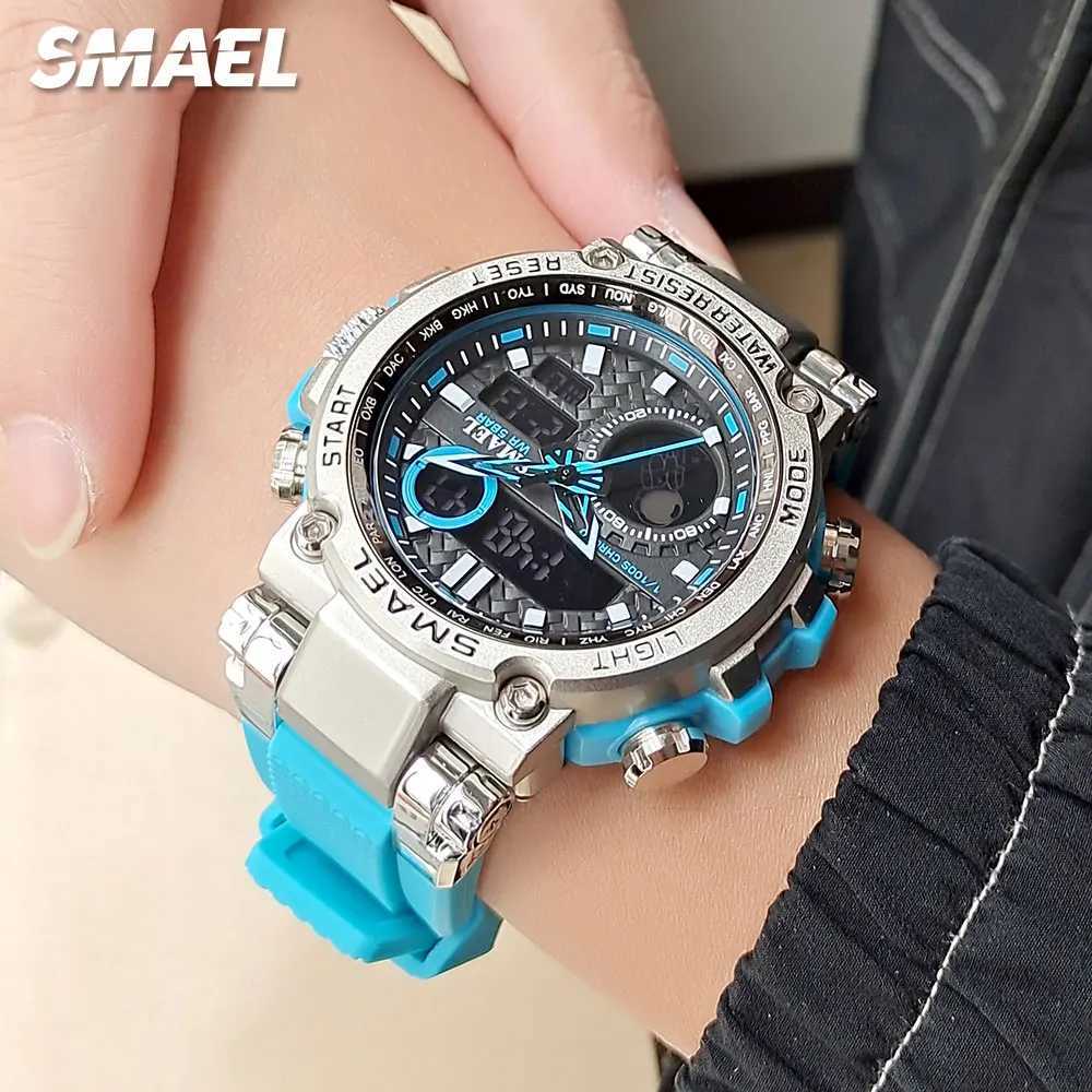 SMAEL Light e Sport Digital for Men waterproof dual time display timing quartz watch with automatic date week 1803B M241128