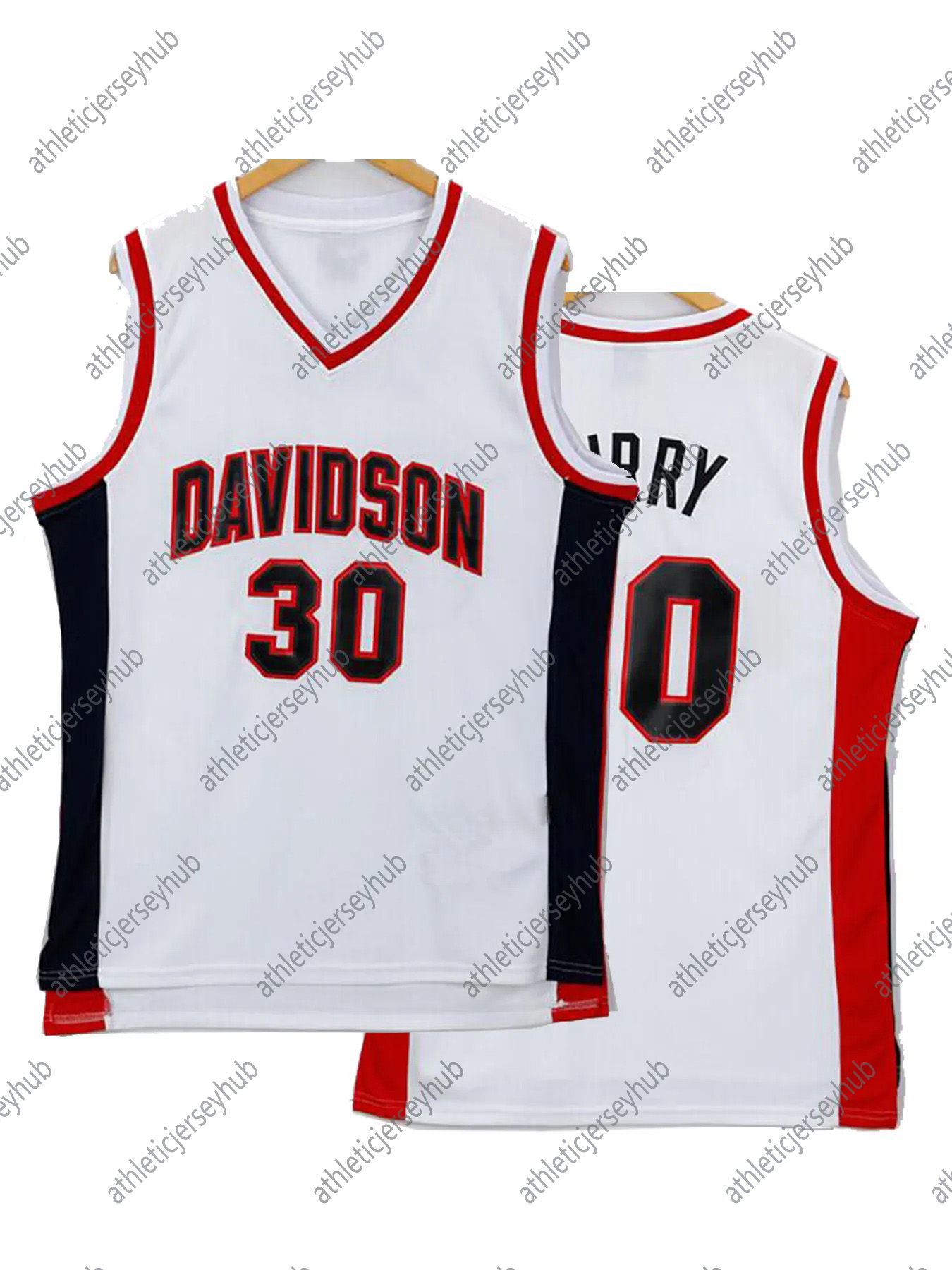 Polyester Davidson Number 30 Red Vintage Basketball Jersey, Sleeveless Loose-Fit Athletic Tank with Embroidered Letters and Numbers for Adults