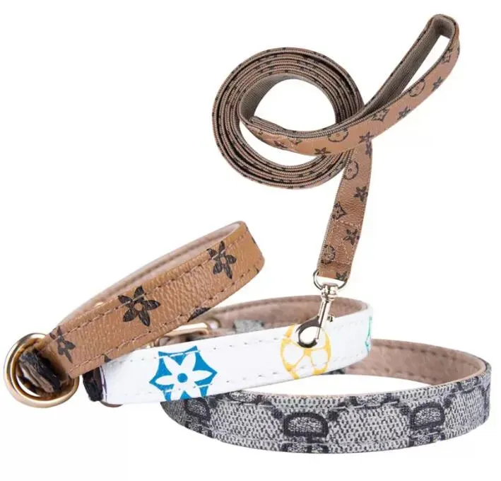 Dog Collar Classic Presbyopia Designer Letters Pattern Print Leashes PU Leather Fashion Casual Adjustable Dogs Cats Neck Strap Cute Pet Supplies B