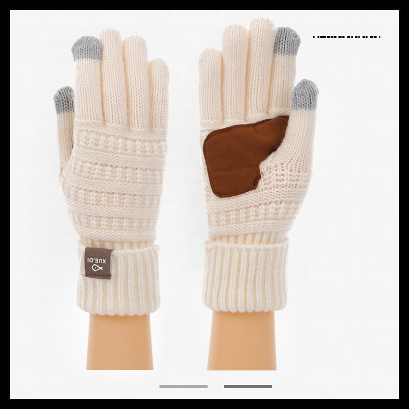 Winter anti cold and warm touch screen knitted gloves foreign trade source outdoor cycling five finger gloves fashionable woolen gloves