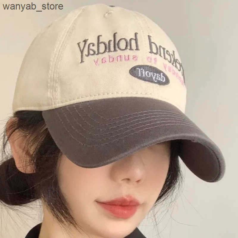 Ball Caps Retro letter embroidered baseball cap summer mens high-quality cotton adjustable casual hat hip-hop streetwear sun hat L240910