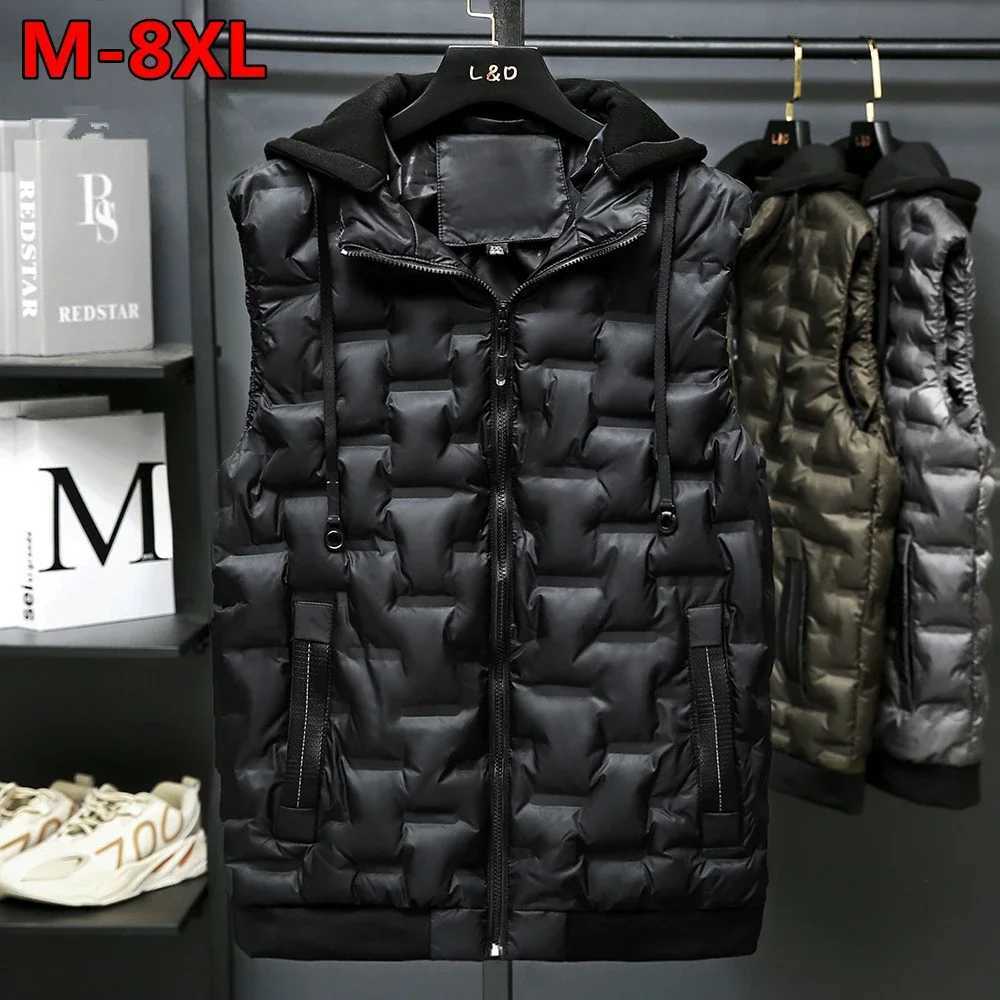 Men's Down Parkas Sleeveless Down Waistcoat Jacket Male Casual Vest Coat Plus Size 8XL Mens Brand Autumn Winter New Cool Men Cotton Vest Jacket z