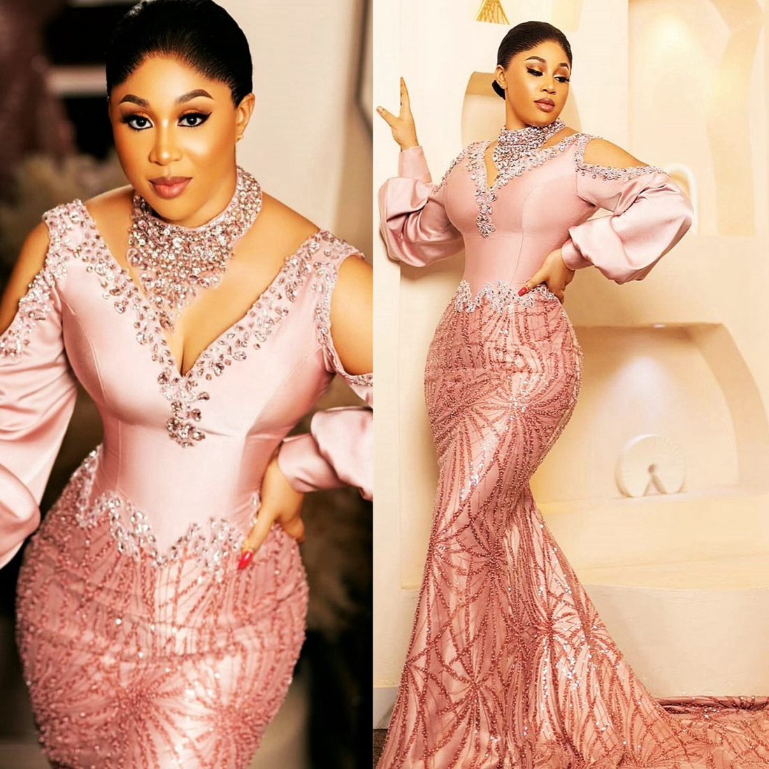 2024 Plus Size Prom Dresses for Black Women Illusion Promdress V Neck Beaded Lace Rhinestone Decorated Birthday Party Dress Second Reception Gowns Eng