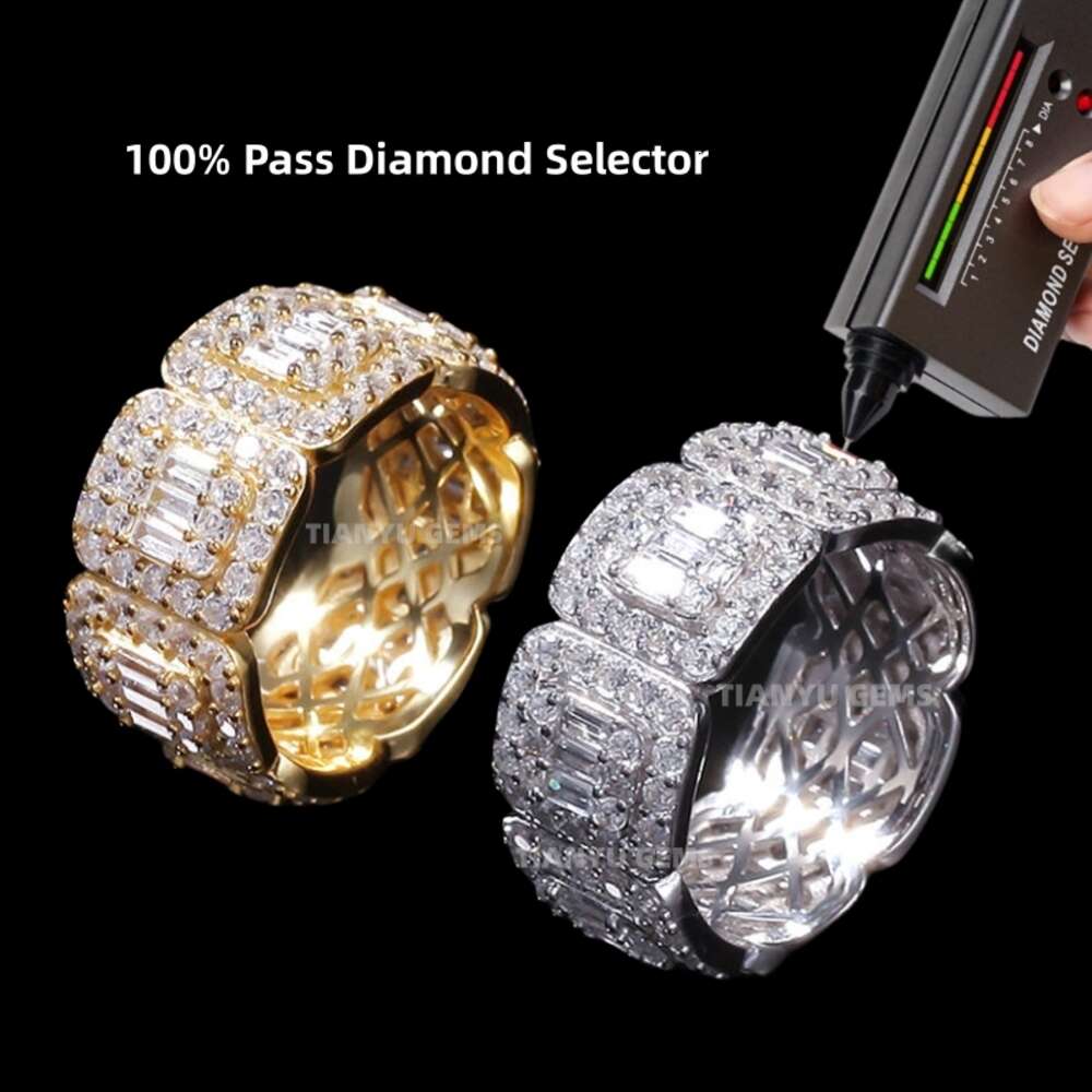 Tianyu Customized Hiphop Jewelry 6mm 8mm 10k Solid Gold Moissanite Diamond Mens Cuban Link Ring