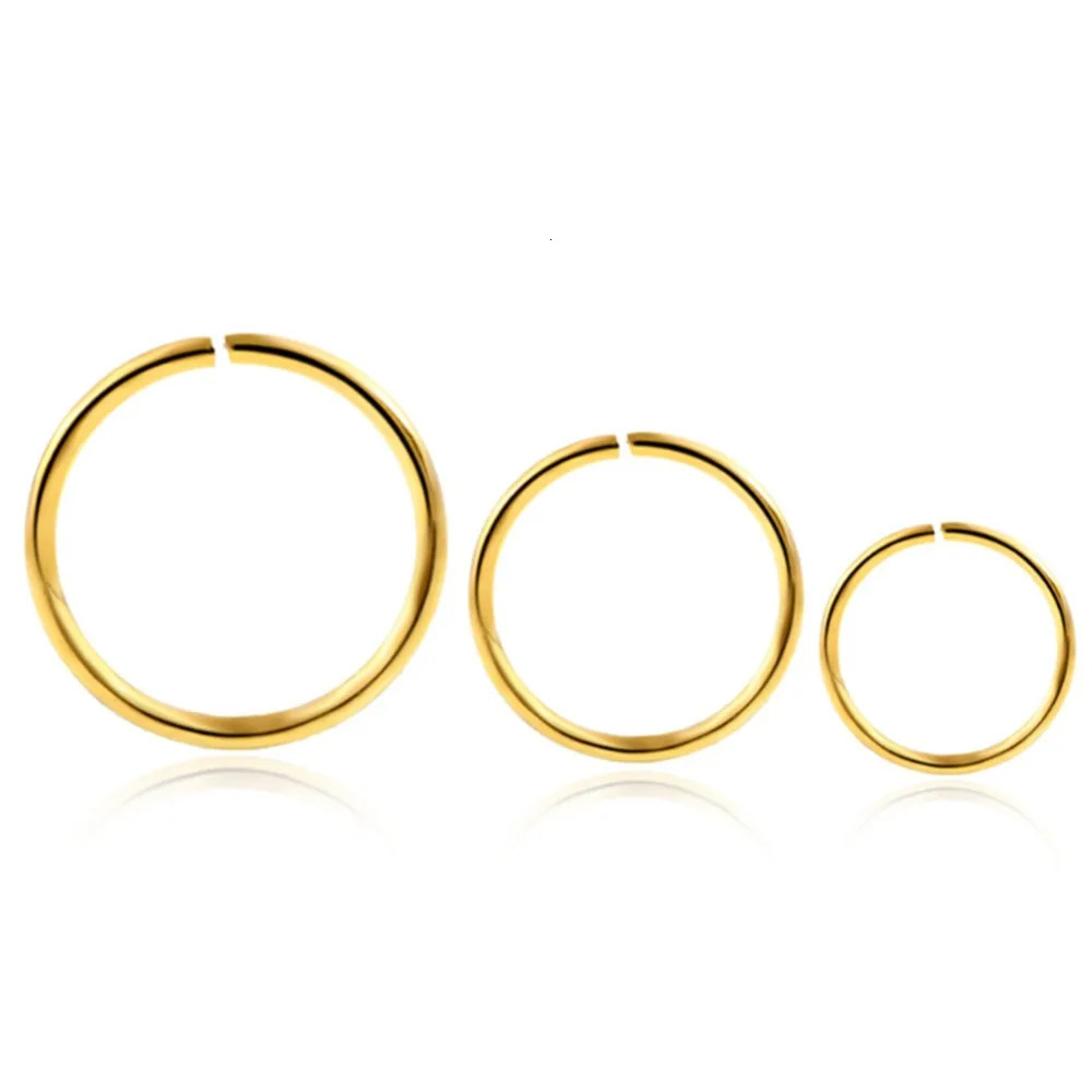 Fashion Stainless Steel Seamless Segment Rings Nose Hoops Ear Piercing Tragus Cartiliage Sexy Body Jewelry 241125