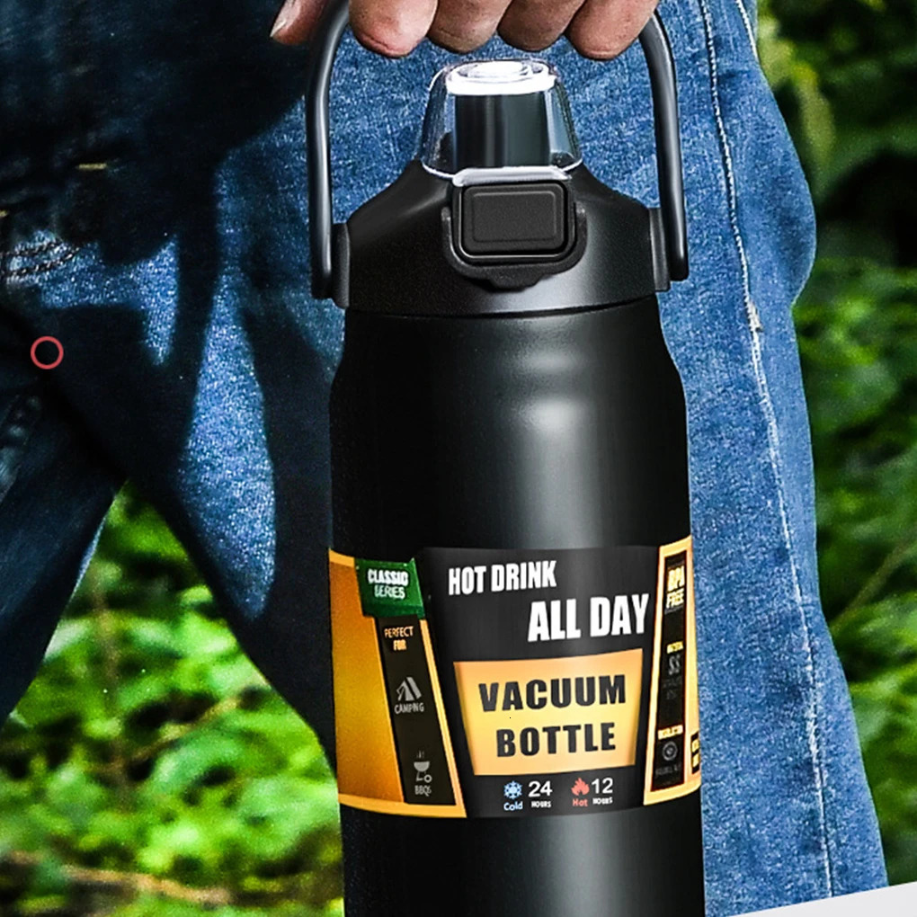 Cold and Thermos with Straw 304 Stainless Steel Thermal Mug Tumbler Vacuum Flasks Coffee Cup Sports Water Bottle 241128 W260226