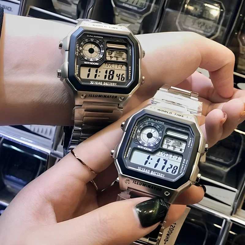 New Busin Waterproof Stainless Steel Str Watch Mens D Digital Alarm Clock Relogio Good quality free shipping