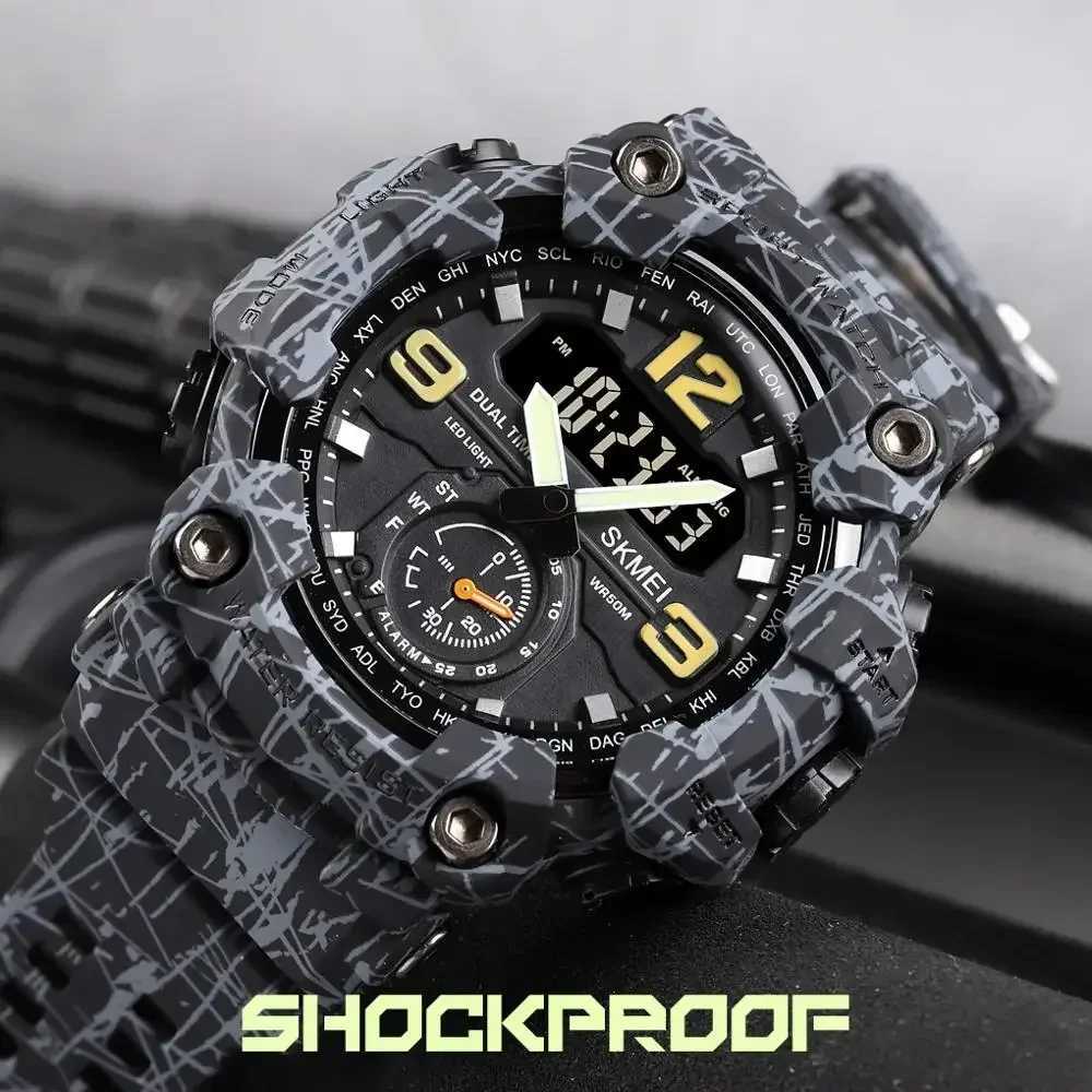 SKMEI Dual Movent 3 Time Sport Watch for Men Waterproof Ectronic es Montre hme Digital Mens 1637 M241128
